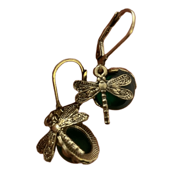 Green dragonfly earrings