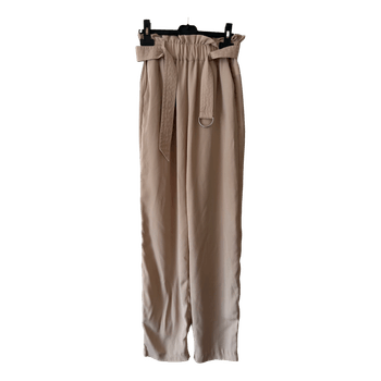 Beige paperbag waist trousers
