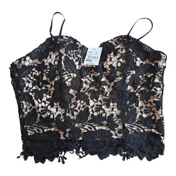 Black lace crop top