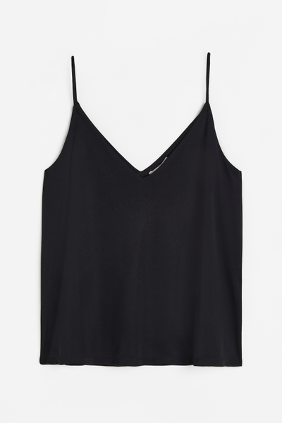 Black V-neck strap top XL
