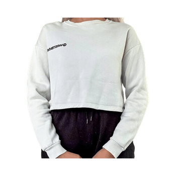 Valkoinen cropped collegepaita S/M – streetwear / casual / trendi