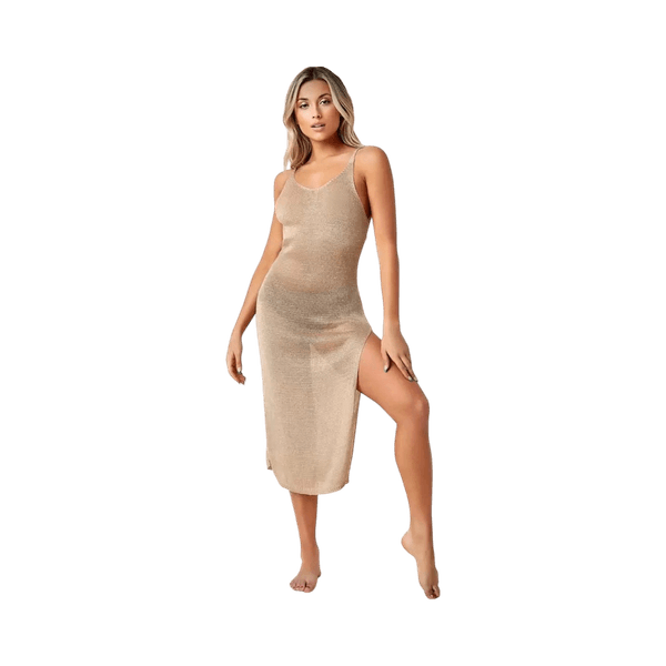 Gold knit beach cover up