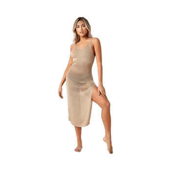 Gold knit beach cover up