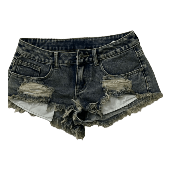 Distressed denim shorts