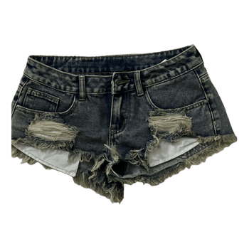 Distressed denim shorts