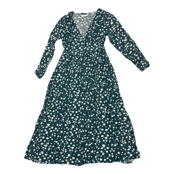 Green floral midi dress