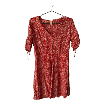 Red floral print dress