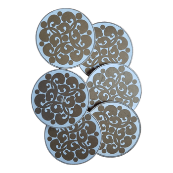 Gold and white coasters