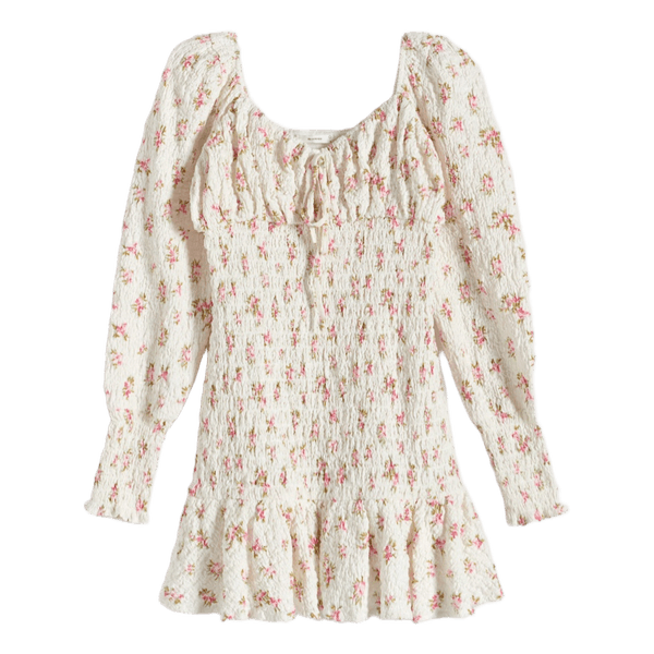 White floral mini dress