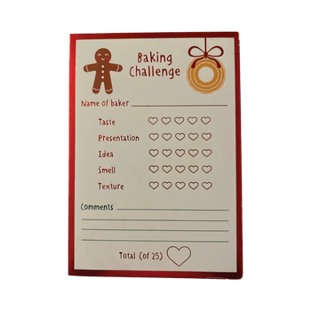 Baking challenge scorecard