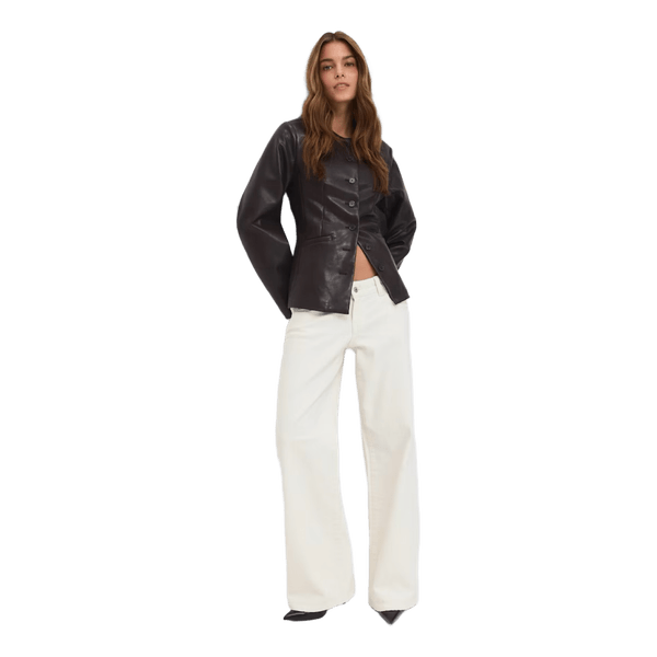 Hvide ultra low wide leg jeans