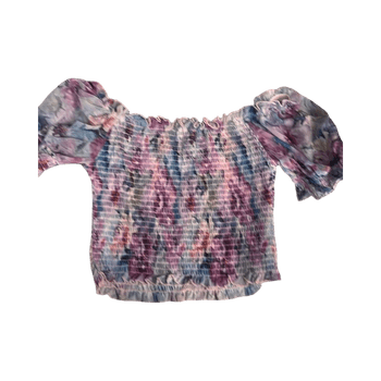 Amisu patterned shirred crop top