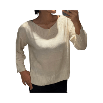 Cream wide (boat) neck sweater