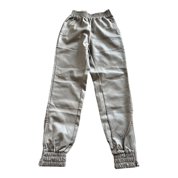 Beige faux leather joggers