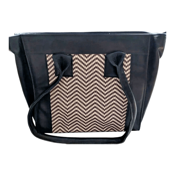 Handmade black chevron leather bag