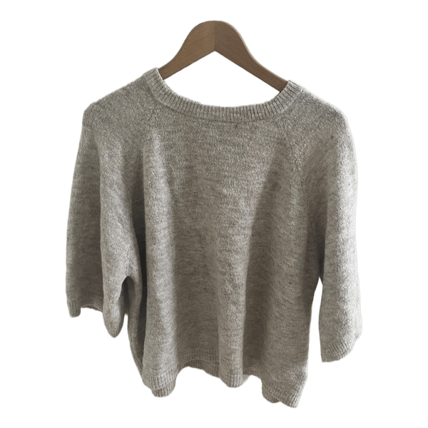 Beige strikbluse