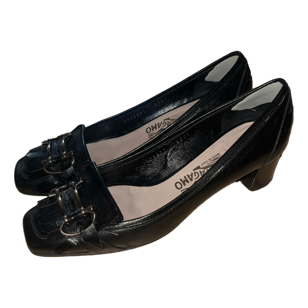 Salvatore Ferragamo black leather heels