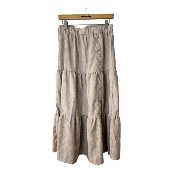 Beige tiered midi skirt