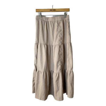 Beige tiered midi skirt