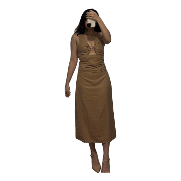 Tan cutout midi dress