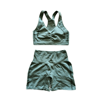 Mint seamless sports bra and shorts set