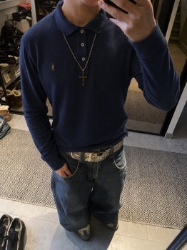 Navy long sleeve polo
