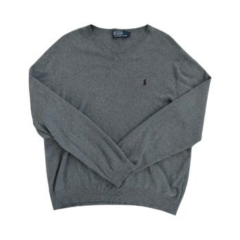 Ralph Lauren harmaa v‑neck villapaita (L)