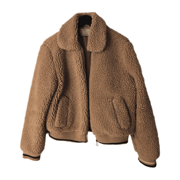 Beige teddykarvainen takki