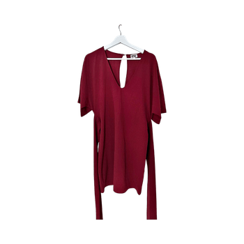 Burgundy dress with tie detail