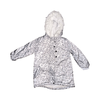 White and grey fleece-lined jacket