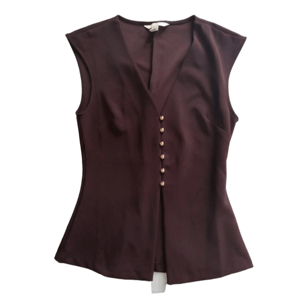 Brown sleeveless buttoned top