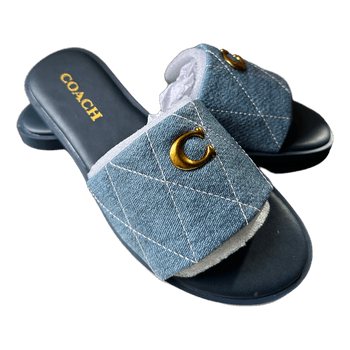 Coach denim quilted slides