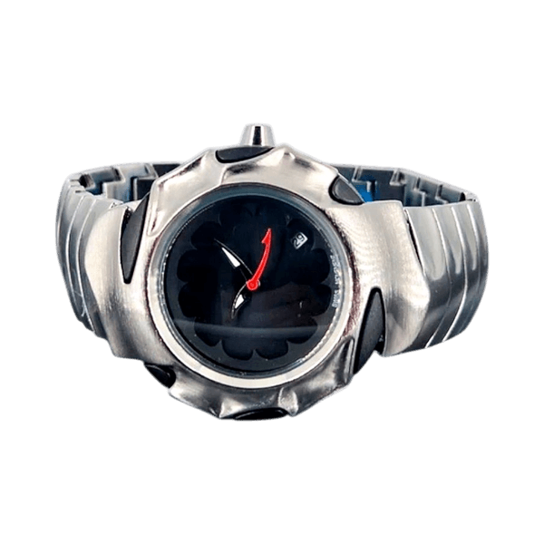 Y2K Retro Stainless Steel Blade Style Watch Black Dial