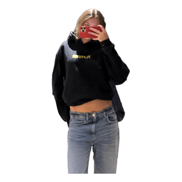 Sort hoodie med print
