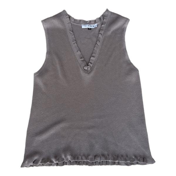 Beige ribstrikket top