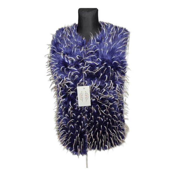 Blue faux fur vest