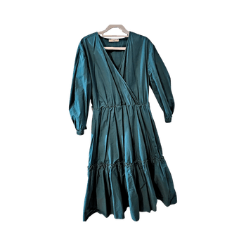 Reserved dark green cotton midi dress