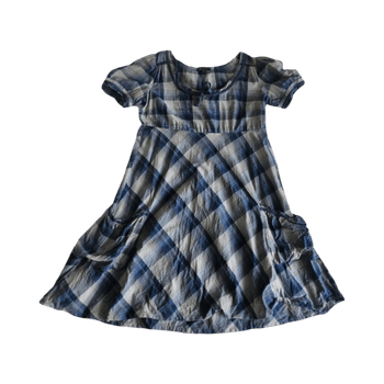Blue plaid cotton dress