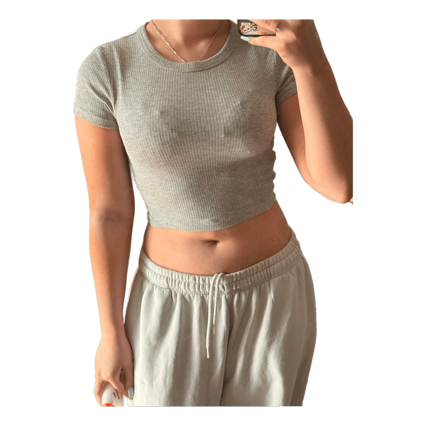 Grey ribbed crop top