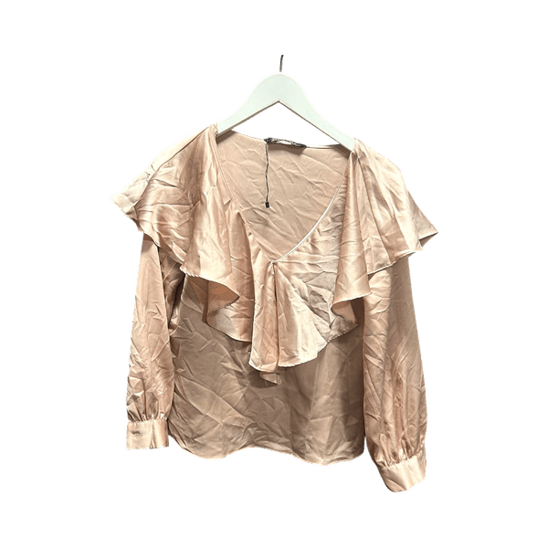 Pink ruffled blouse