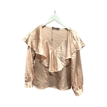 Pink ruffled blouse