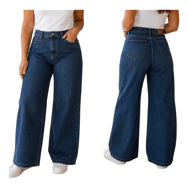 Blue wide leg jeans