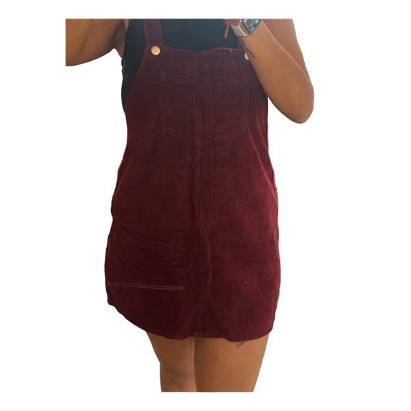 Burgundy corduroy pinafore dress