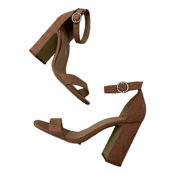 Dusty pink block heel sandals