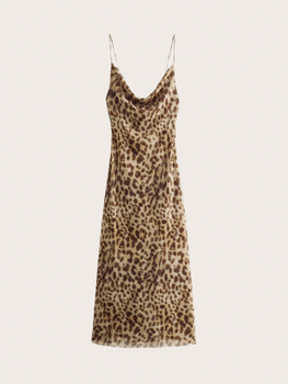 Leopard print mesh dress