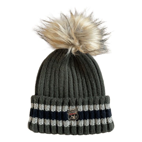 Grøn strikhue med pompon