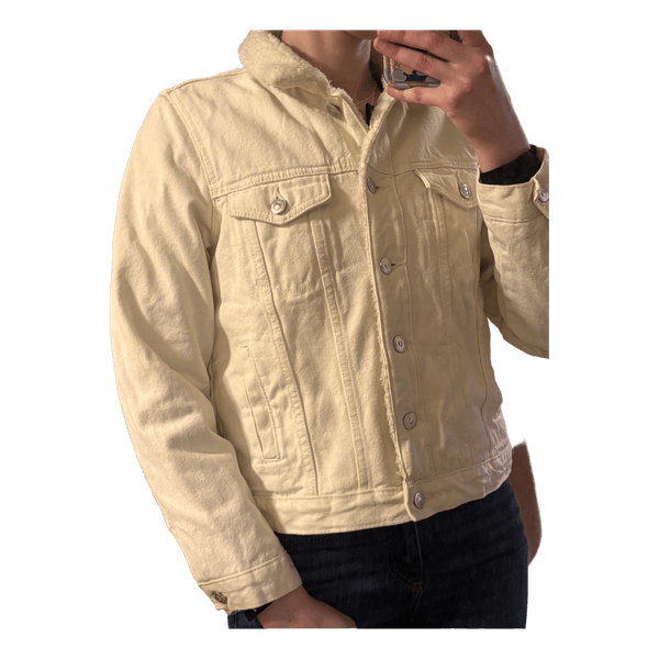 White denim sherpa jacket