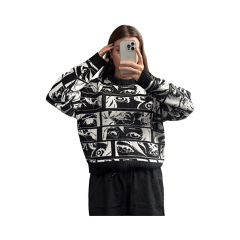 Black & white graphic sweater