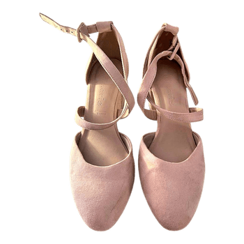 Pink suede heels