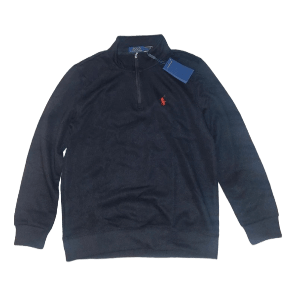 Black quarter-zip sweater